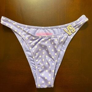 NWOT Victoria’s Secret Polka Dot High Leg Bikini Bottom w/Rhinestone Emblem Sz S